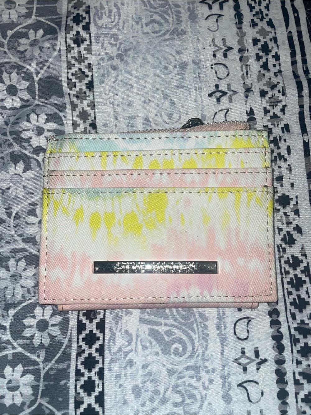 Steve Madden Pastel Tie-Dye Card Wallet in Pink, Yellow, Blue